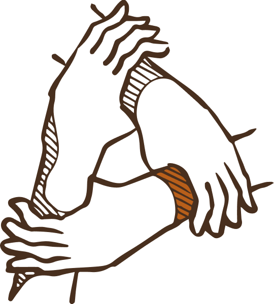 Egymásba kapaszkodó kezek ikon